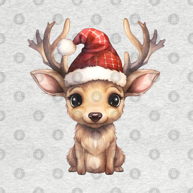 American Bull Elk in Santa Hat by Chromatic Fusion Studio